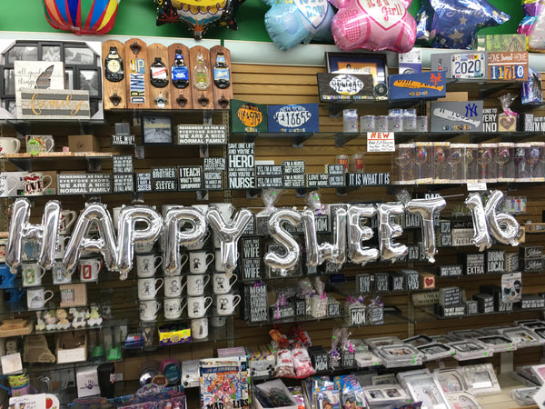 Happy Sweet 16 Banner - 16" Air Filled Balloons