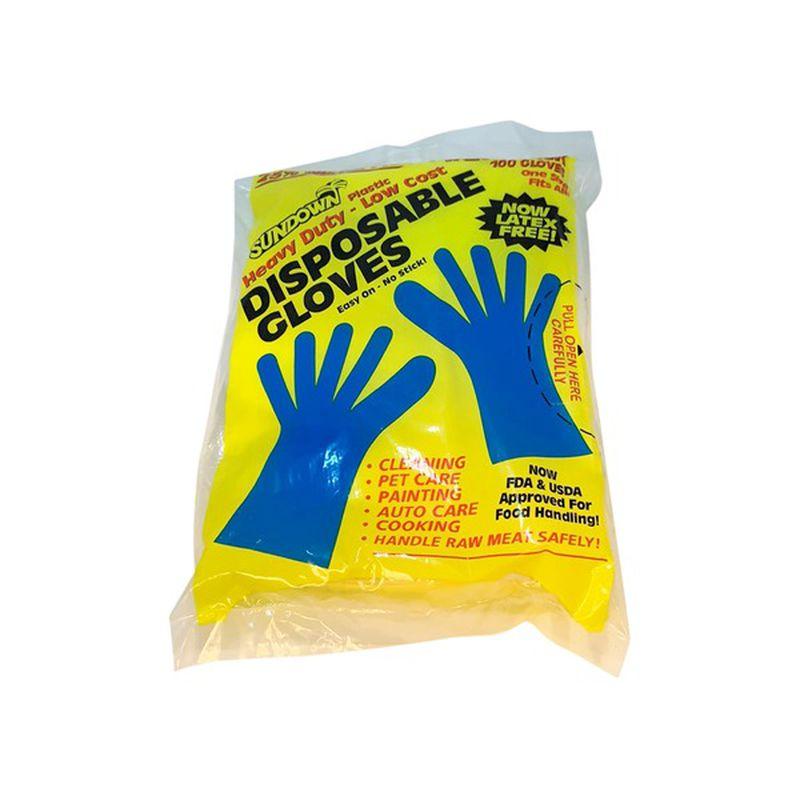 Sundown Heavy Duty Plastic Disposable Gloves - Latex Free - 1 PACK