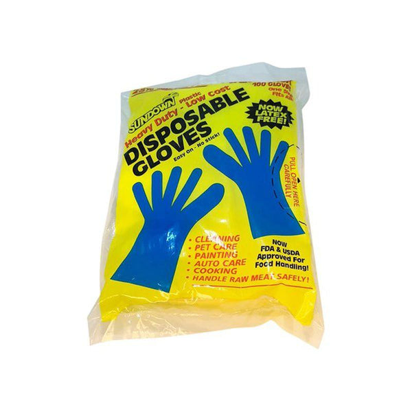 Sundown Heavy Duty Plastic Disposable Gloves - Latex Free - 1 PACK