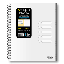 5 Subject Wide Ruled Notebook- 200 Sheets